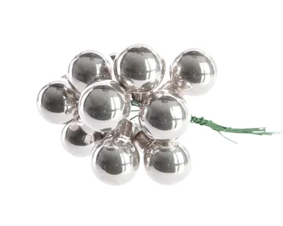 Produktbild von Weihnachtskugeln am Draht 2cm Glas 12 Stück - Silber glänzend