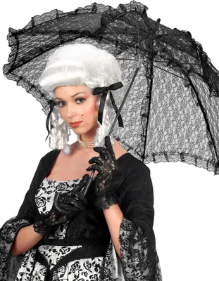 Produktbild von Schwarzer Spitzenschirm  - Sonnenschirm Gothic Gotik Halloween D 83 cm