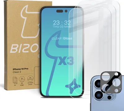 Produktbild von 3x Szkło + szybka na aparat BIZON do iPhone 14 Pro