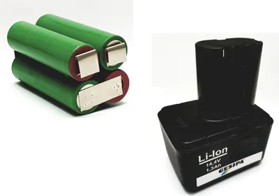 Two different types of batteries are shown against a white background.