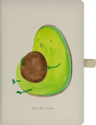 Produktbild von Mr. & Mrs. Panda DIN A5 Baumwoll Notizbuch Avocado Pfeifen - Transparent - Geschenk, Skizzenbuch, Reisetagebuch, Foodbaby, Ernährung, Adressbuch, Journal, Abnehmen