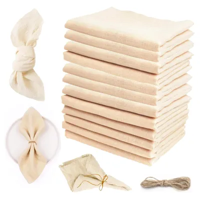 Stoffservietten beige 12 Stück 42x42 cm Baumwolle