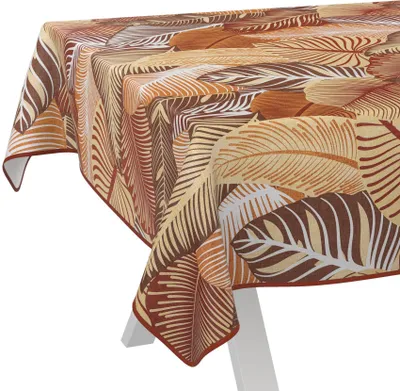 Produktbild von Tischdecke Extraordinär Blätter Gold 220x140cm mit Band-Kante Wachstuch abwaschbar