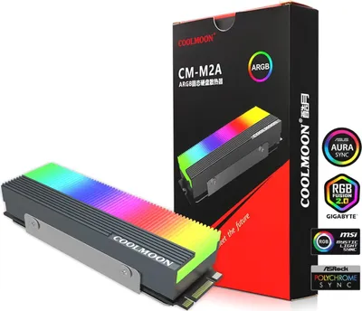 Produktbild von COOLMOON LED A-RGB RGB M.2 Kühler Heatsink SSD 3-PIN Controller Alu Aura Asus MSI Gigabyte