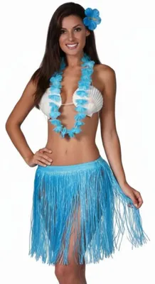 Produktbild von Hawaii Kostüm Set Flower 3-tlg. - Rocklänge 60 cm | Blau