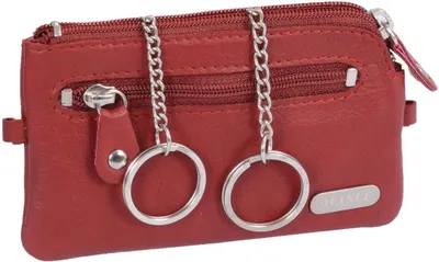 Produktbild von Lederschlüsseltasche mit 2 Ringen, rot
