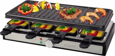 Produktbild von Bomann Raclette pro 8 osob s odnímatelnou grilovací deskou | gril s nepřilnavým povrchem | s krytem Cool Touch | bezpečný stojan | RG 6039 CB