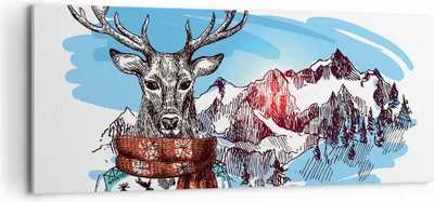 Produktbild von Bild auf Leinwand - Leinwandbild - Deer Berg Kinder hipster - 100x40cm - Wand Bild - Wanddeko - Leinwanddruck - Bilder - Kunstdruck - Wanddekoration - Leinwand bilder - Wandkunst - AB100x40-3204