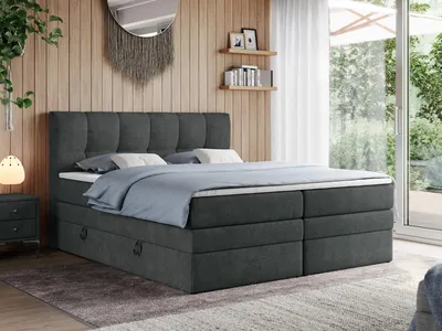 Produktbild von Boxspringbett mit Doppelmatratze - ALVIN-KING - 200 x 200 cm - Dunkelgrau - H4