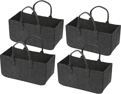Produktbild von Bettizia Filzkorb 4 Stück Filztaschen für kaminholz Kaminholztasche Faltbar 50x25x25CM Dunkelgrau