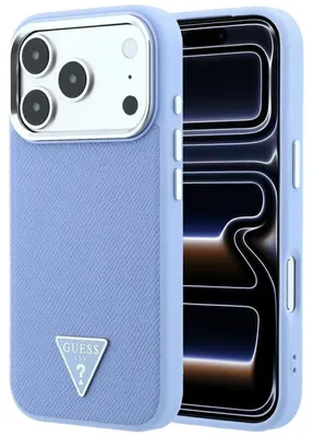 Obrázok produktu pre Kryt Guess s textúrou a trojuholníkovým logom MagSafe pre iPhone 18 Pro Max / 17 Pro Max, modrej farby