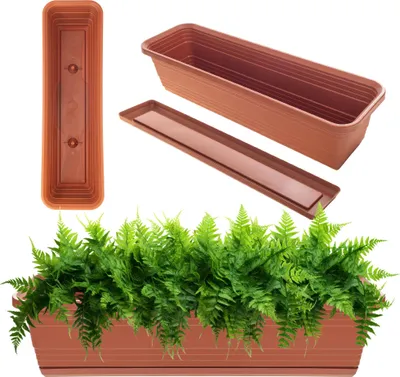 Produktbild von KADAX Balkon Blumentopf Box Blumentopf 80cm + Steinständer