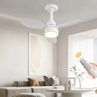 Produktbild von Deckenventilator mit Beleuchtung und Fernbedienung 24W LED Leise Deckenleuchte Weiß Ventilator Mit Dimmbar Einstellbare Windgeschwindigkeit JDONG