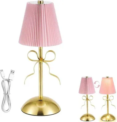 Zdjęcie produktu dla Lampa nocna LED - różowa - 1 x 1 x 1 cm - Bezprzewodowa lampka stołowa z regulacją jasności za pomocą dotyku - idealna do sypialni i salonu