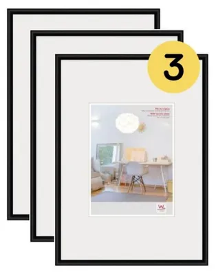 Produktbild von walther design Bilderrahmen schwarz 29,7 x 42 cm (DIN A3) mit Kunstglas 3er Pack