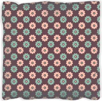 Produktbild von Wallario Premium Kissen, weiche Oberfläche, mit Motiv Muster mit grünen und rosa-farbenen Blüten, Größe: 40 x 40 cm, mit weißer Rückseite