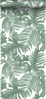 Produktbild von Sanders & Sanders Tapete Palmenblätter Graugrün 53 cm x 10.05 m