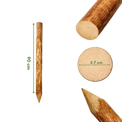 Produktbild von SEVICO Zaunpfahl 6 stk. Höhe: 90 cm Zaunpfosten Holzpfahl Haselnuss Pfahl Staketenzaun Holzpfosten V39-90-6