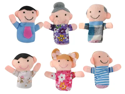 Produktbild von Fingerpuppen Set Familie 6 Stück Bunt Weich Stoff Theater Fantasie Kinder Babys 5957