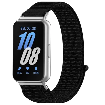Produktbild von Für Samsung Galaxy Fit 3 Design Sport gewebtes Nylon Ersatz Arm Band Klettverschluss Schwarz