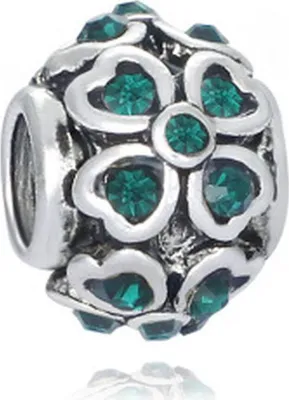 Produktbild von Schmuck-Perlen 3 Stück Charm für Armbänder glitzernd, 11 x 9 mm, Türkis