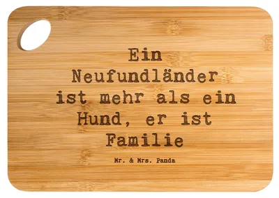 Produktbild von Mr. & Mrs. Panda Holzbrett Spruch Neufundländer Familie - Transparent - Geschenk, Hundeliebhaber, jausenbrett, Newfoundland, Hunderasse, Familienhund, Brett, Hund, Liebe