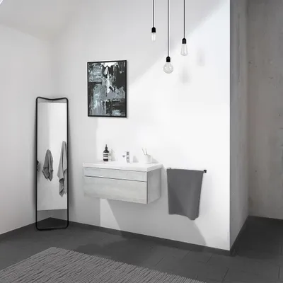 Produktbild von HOME DELUXE - Badmöbel-Set - WANGEROOGE BIG Grau - Small - inkl. Waschbecken und komplettem Zubehör - Breite Waschbecken: 60 cm | Badezimmermöbel Waschtisch Badmöbelset
