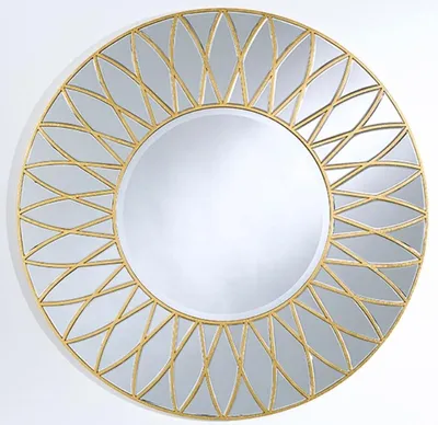 Produktbild von Casa Padrino Luxus Spiegel mit Blütenblatt Motiv Gold Ø 100 cm - Luxus Qualität