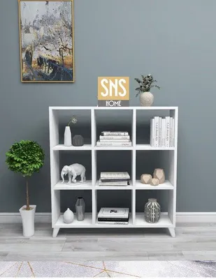 Produktbild von SNS Home Bücherregal 9 Fächer Standregal 88,2 x 88,2 cm Weiß