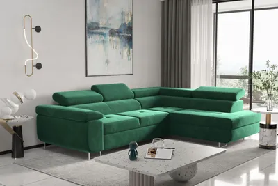 Produktbild von Kaiser Möbel Ecksofa mit schlaffunktion und bettkasten, Eckcouch ATOM Grun Rechts
