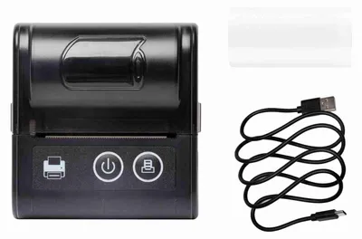 Obrázek produktu pro Přenosná termální tiskárna účtenek, kompatibilní s Bluetooth a USB, kompatibilní s Android a iOS, rychlost tisku 80 mm/s, rozlišení 203 DPI
