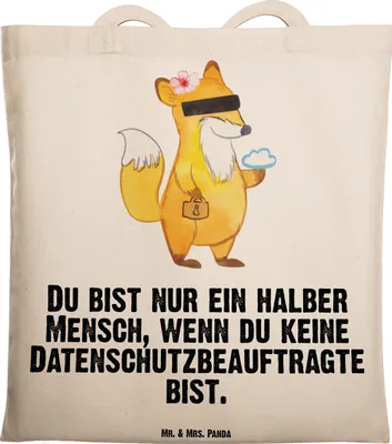 Produktbild von Mr. & Mrs. Panda Shopping Tasche Datenschutzbeauftragte Herz - Transparent - Geschenk, Jutebeutel, Lustig, Tragetasche, Tote Bag, Spruch, Beruf, Schultasche, Beutel