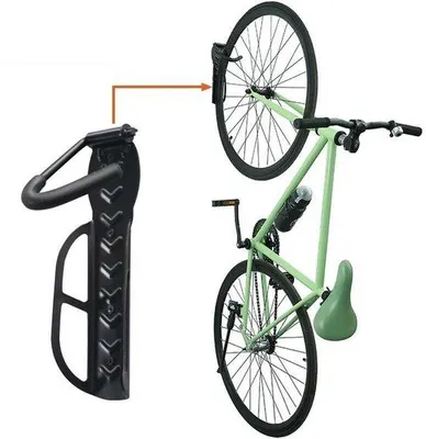 Image de Support mural pour vélo de garage - Support mural pour vélo - Support vertical pour vélo - 1 pièce - Charge maximale : 30 kg - Vis incluses - Noir