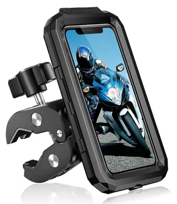 Produktbild von Handyhalterung Motorrad Wasserdicht Universal Lenker 360° Drehbar für 5,5-7,0 Zoll Smartphone L Schwarz
