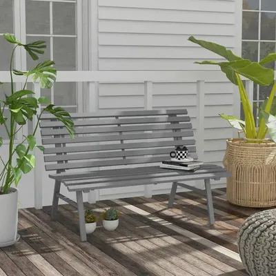 Obrázek produktu pro Zahradní lavička - Parková lavička - Design s lamelami - Odolná vůči povětrnostním vlivům - Dřevěná konstrukce - 123 x 67 x 79 cm - Armádově zelená