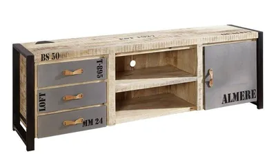 Image de MASSIVMOEBEL24 | Meuble TV 200x45 Manguier brut imprimé Bois naturel FACTORY #133