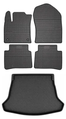 Productafbeelding van Rubberen automatten + kofferbakmat voor Toyota Prius IV vanaf 2017 (hatchback) – 5-delig, zwart, op maat – Wielganizator SolidPRO