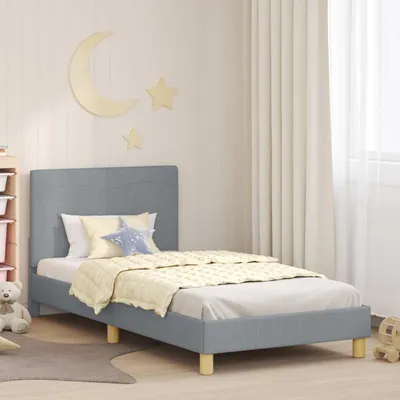 Produktbild von Maison Exclusive - Kinderbettgestell mit Kopfteil Hellgrau 90 x 190 cm Stoff