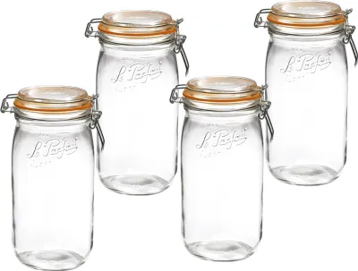 Produktbild von Le Parfait Super Bügelverschlussglas 2000ml - 4 Stück Einkochgläser