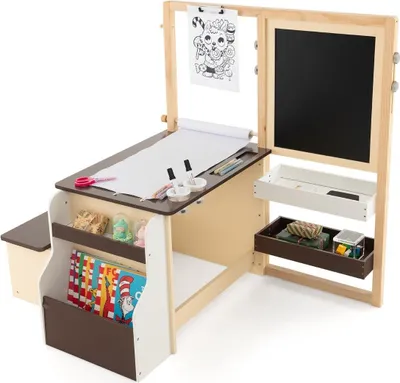 Produktbild von Kinder-Kunststaffelei-Set mit Kreidetafel und Whiteboard