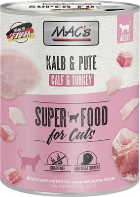 Produktbild von MAC's CAT KALB & PUTE, Adult, jede Rasse, Truthahn, Kalbsfleisch, 800 g, Getreidefrei