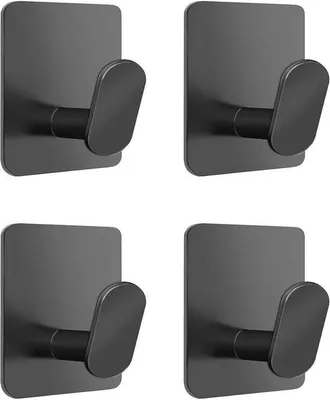 Productafbeelding van Handdoekhaken zonder boren - 4 stuks zelfklevende wandhaken roestvrij staal voor keuken en badkamer