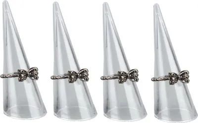 Produktbild von 4er Set Acryl Ringhalter transparent für einzelne Fingerringe, 68x25mm - Schmuckorganizer für stilvolle Aufbewahrung, Präsentationsständer für Ringe, Ausstellungsständer für Juwelier Verkaufsvitrine