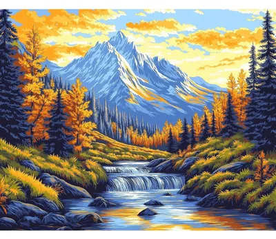 Malen nach Zahlen Set, Wasserfall, 50x40 cm, Acryl, für Erwachsene