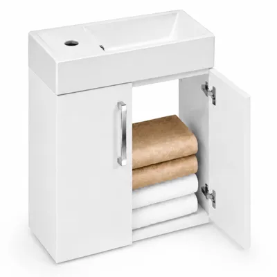 Obrázek produktu pro paplinskimoebel umyvadlo s toaletní skříňkou 41 x 22,5 x 50 cm, malá koupelnová nástěnná skříňka do koupelny, nábytek pro WC pro hosty