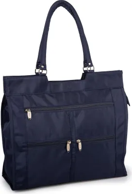 Produktbild von Bellugio Einkaufstasche Mikrofaser Reißverschluss Mehrere Fächer 36 cm Dunkelblau