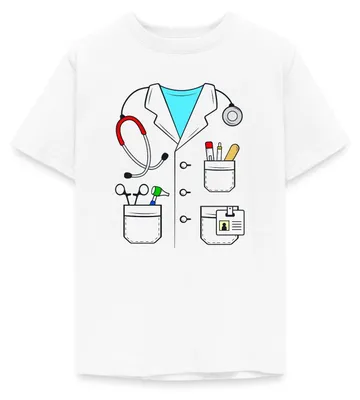 Produktbild von Spreadshirt Arzt Kostüm Karneval Fasching Teenager T-Shirt, 152/164 (12-14 Jahre), Weiß