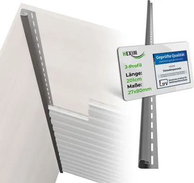 Produktbild von HEXIM Siding Fassadenpaneele außen Fassadenverkleidung wetterfest Kunststoffpanelee PVC-U Verkleidung Außenwand Hausverkleidung UV-beständig - (J-Profil grau)