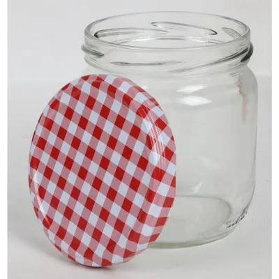 Produktbild von 24x Einmachglas 425ml Deckel Kariert Einwecken Vorratsgefäß Frischhalte Gurken