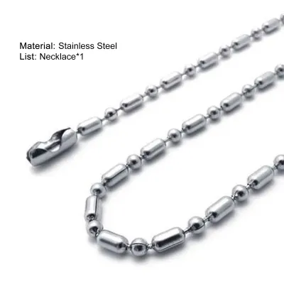 Produktbild von 2,4 mm Hip Hop Silber Farbe Kette Halskette Edelstahl Kugel Perlen Uni Lange Halskette Schmuck Zubehör-Silber,60cm